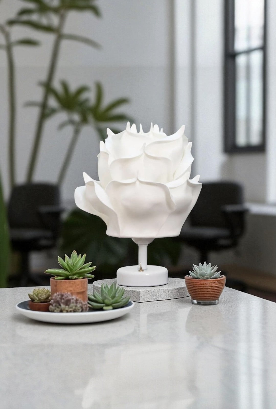 Tasarım Kablosuz Hasır- Rafya Masa Lambası Beyaz, Dekoratif LED Abajur