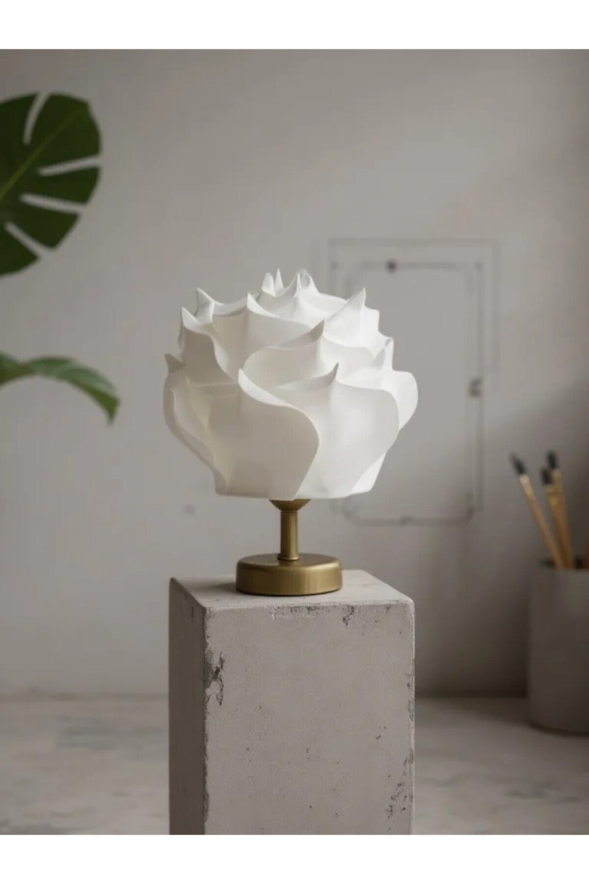 Beyaz EVA GŸl TasarÝm Kablosuz Masa LambasÝ Ð Mat Gold, Dekoratif LED Abajur