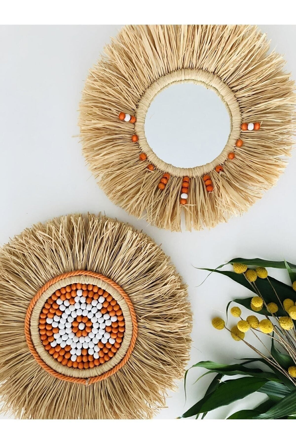 Yıldız Desenli Turuncu Beyaz 2'li Set 40 cm