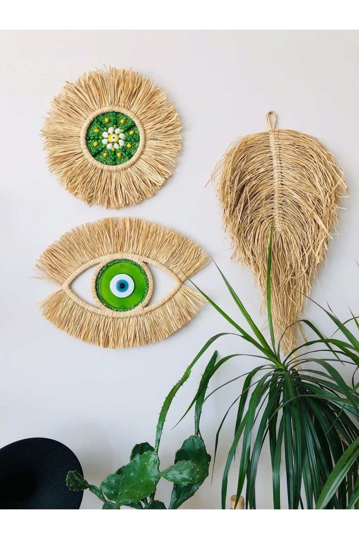 DoÛal Muz Lifi El YapÝmÝ TasarÝm Cam Nazar Boncuklu Duvar Dekorasyonu