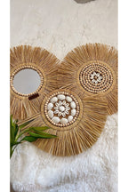 Doğal Rafya Duvar Süsü Deniz Kabuklu Tazı boncuklu 40 cm