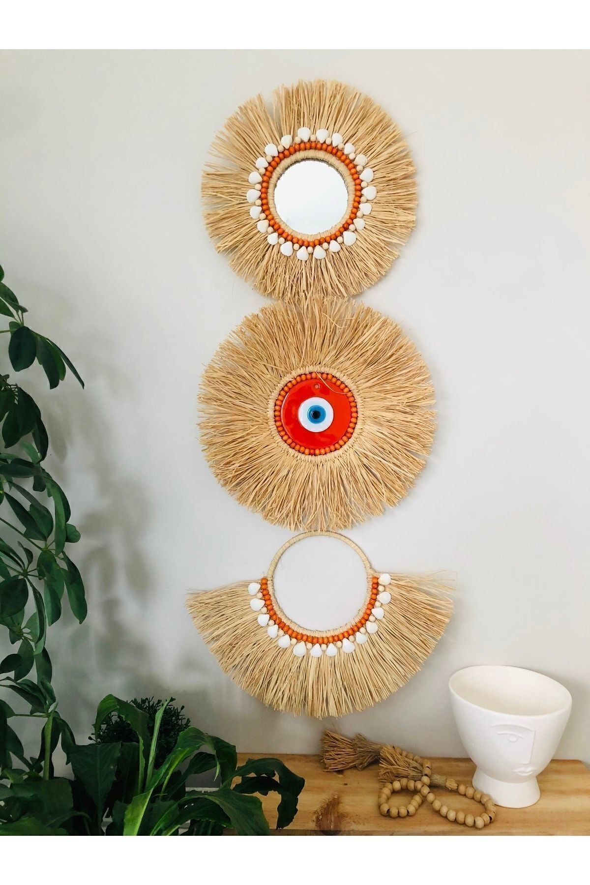 El YapÝmÝ Rafya Duvar Seti NazarlÝk Nazar BoncuÛu Dekoratif Ayna DuvartabaÛÝ Duvar SŸsŸ