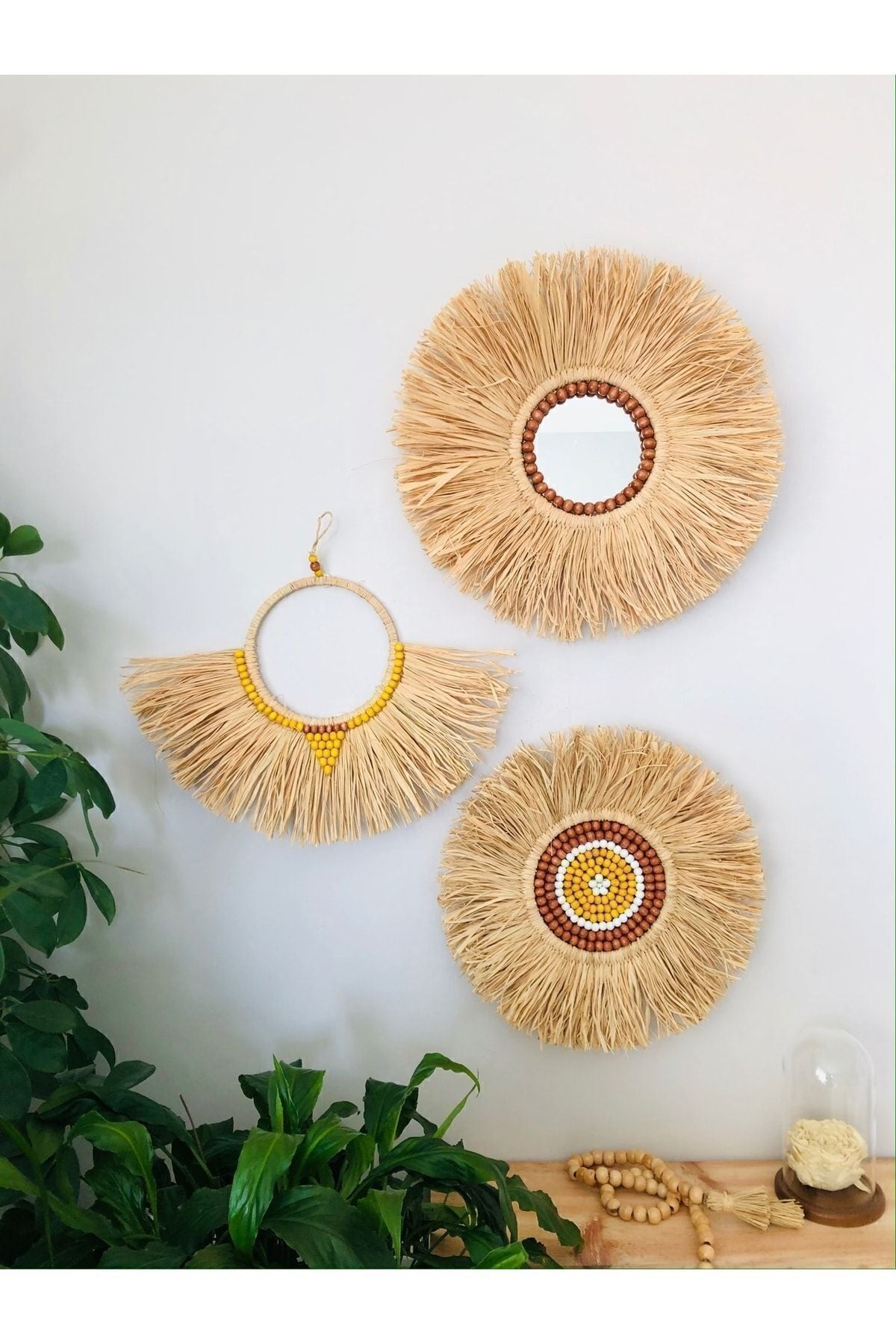 Bohem 3'lü kahverengi Sarı Set 40 cm