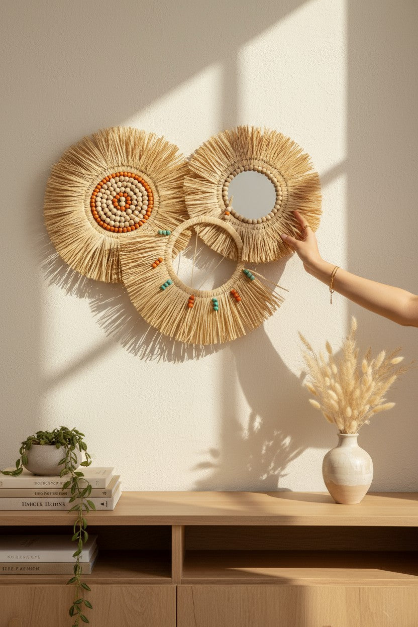 Rafya 3'lü Turuncu Yeşil Set