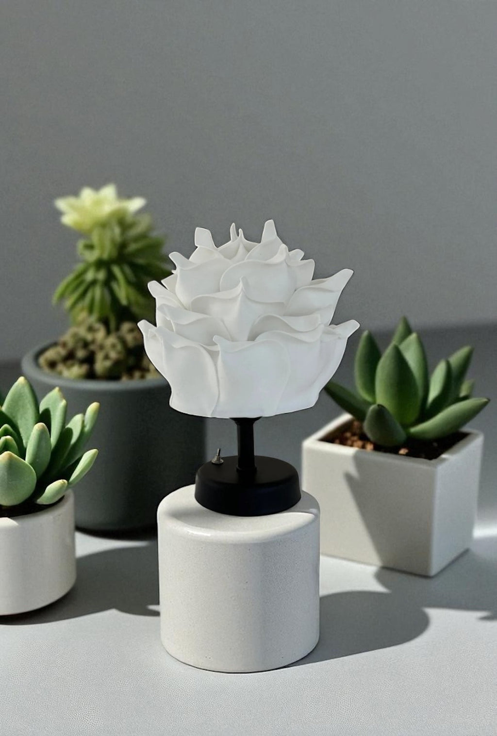 Beyaz EVA Tasarım Kablosuz Masa Lambası Siyah, Dekoratif LED Abajur