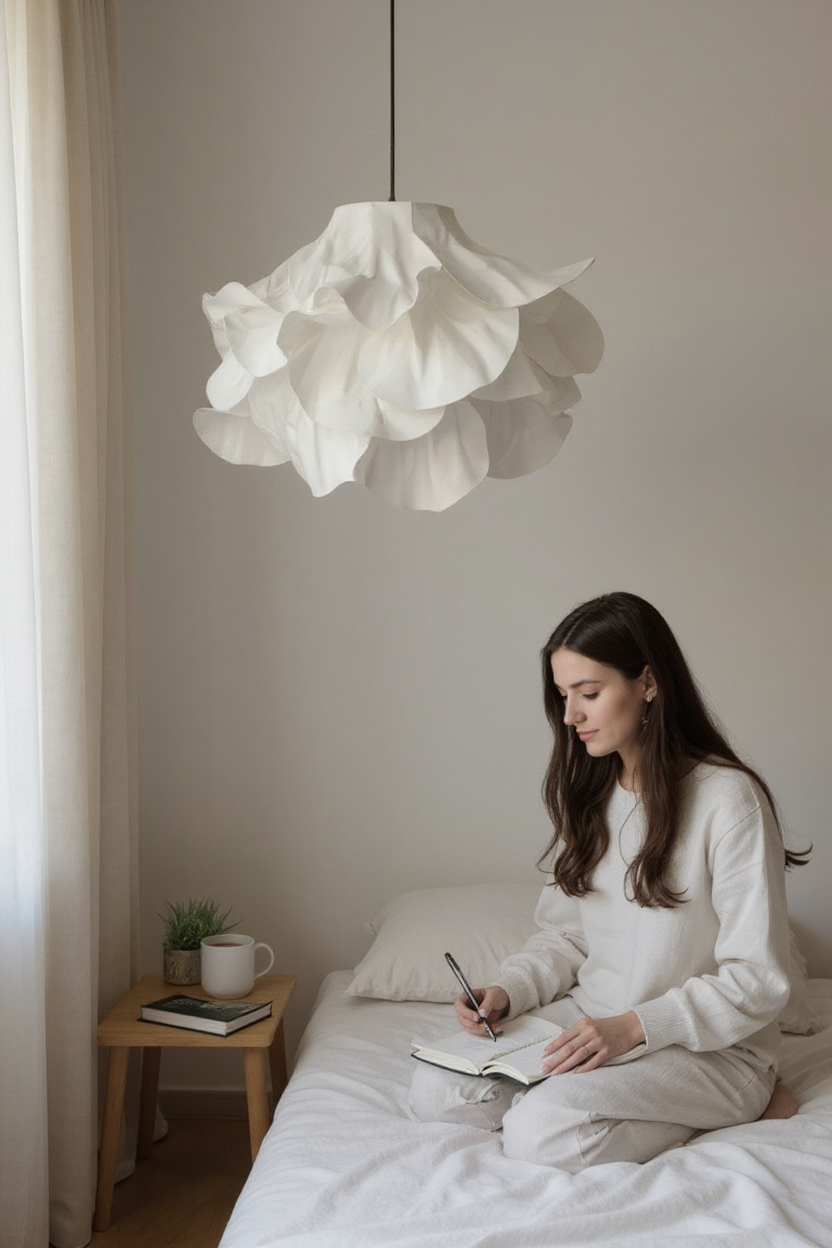 Modern Eva Beyaz Tasarım Sarkıt Avize