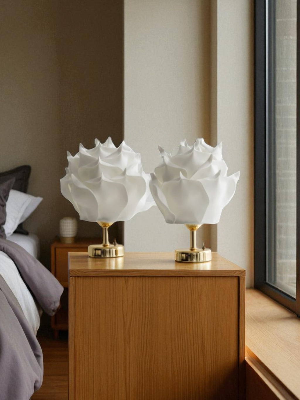 Beyaz EVA  Tasarım Kablosuz Masa Lambası  Parlak Gold, Dekoratif LED Abajur