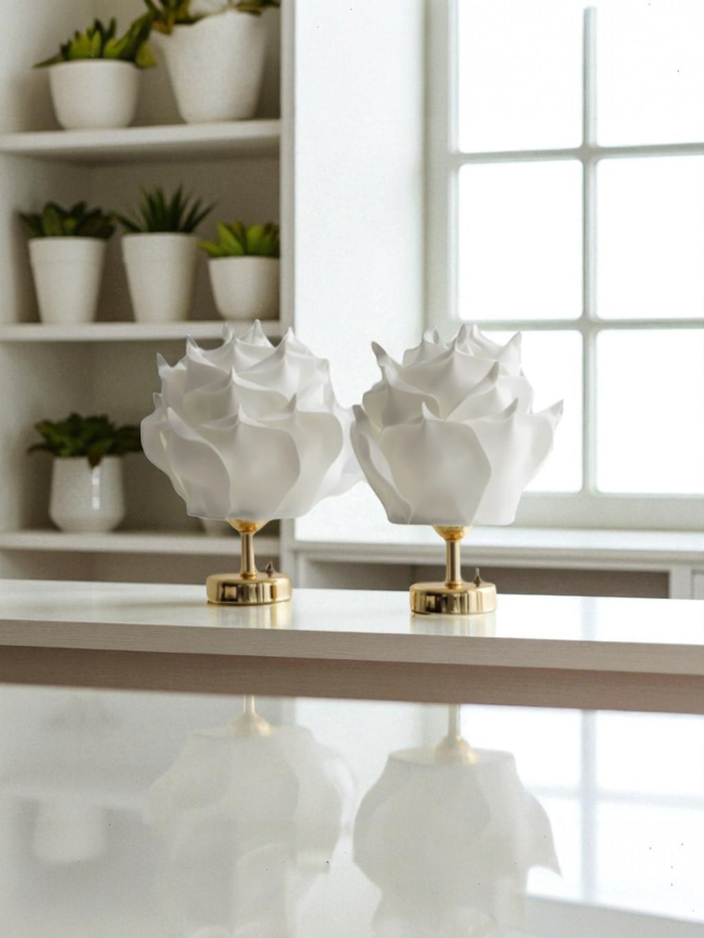 Beyaz EVA  Tasarım Kablosuz Masa Lambası  Parlak Gold, Dekoratif LED Abajur