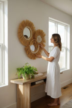 Deniz Kabuklu Rafya Ayna Seti 40cm