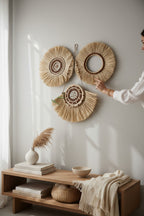 Rafya Duvar Dekoru 3'lü Kahverengi Set