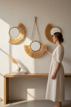 3'lü Rafya Ayna Seti Yelpaze Ayna