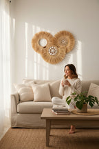 Doğal Rafya Duvar Süsü Deniz Kabuklu Tazı boncuklu 40 cm