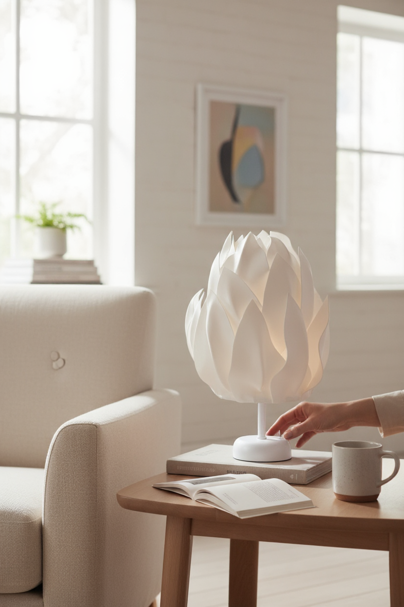 EVA BEYAZ LALE KABLOSUZ PİLLİ MASA LAMBASI