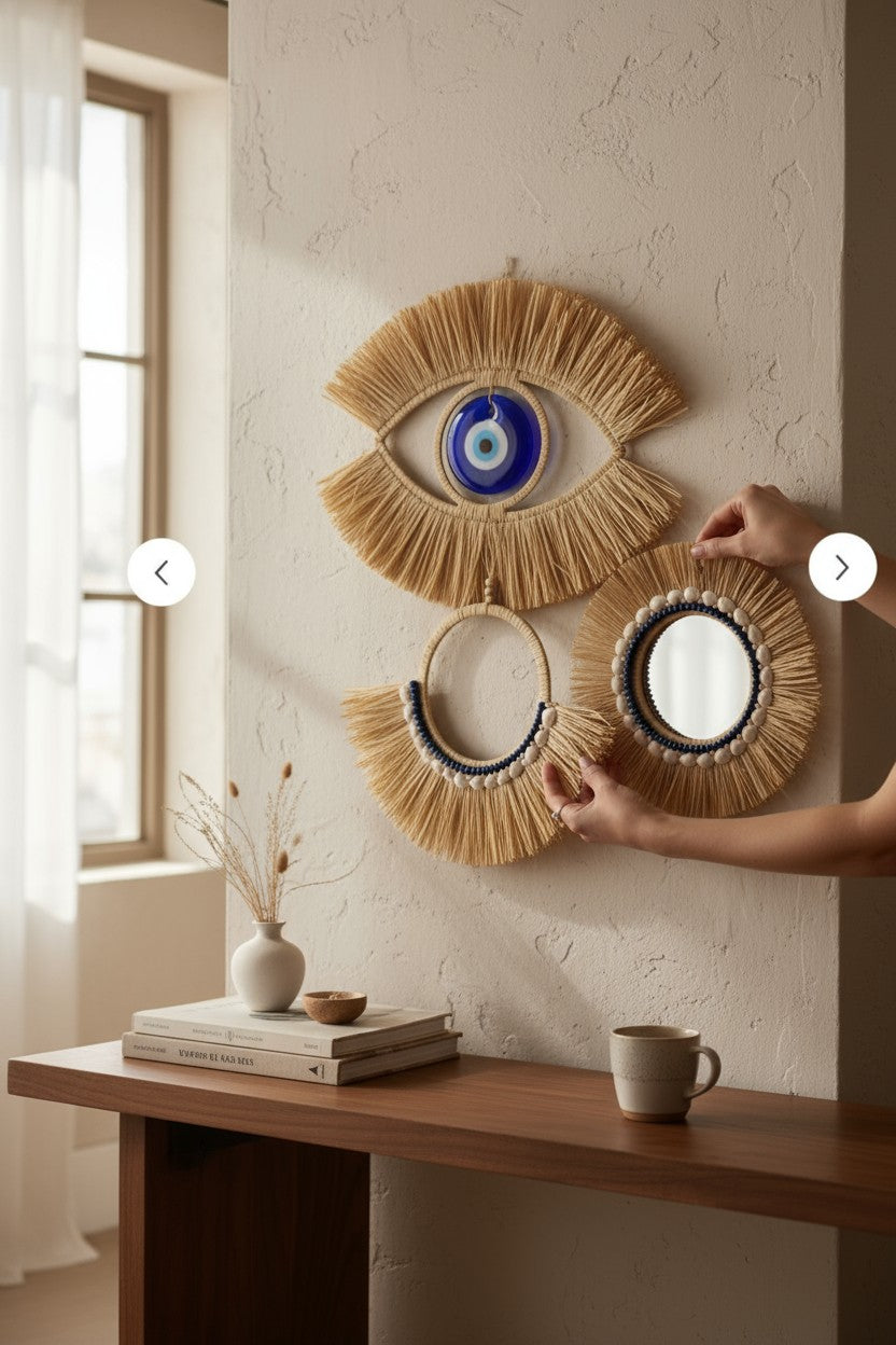 Nazar Boncuklu Rafya Göz 3'lü Set