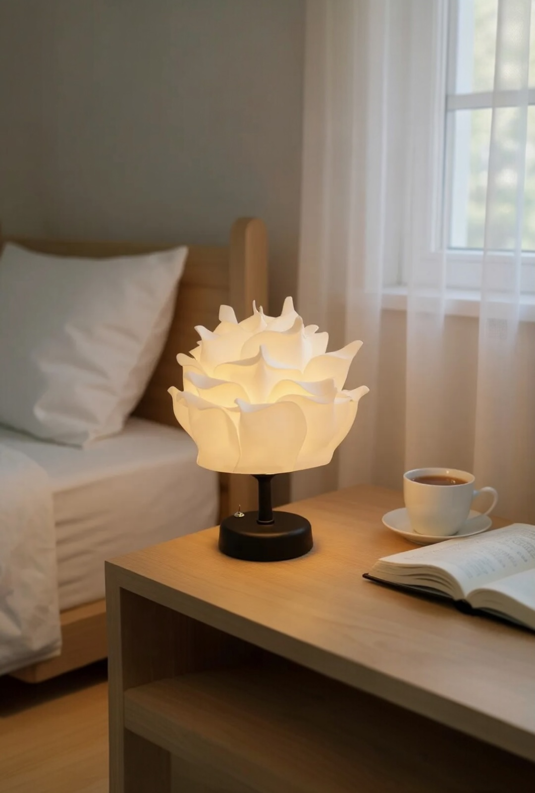 Beyaz EVA Tasarım Kablosuz Masa Lambası Siyah, Dekoratif LED Abajur