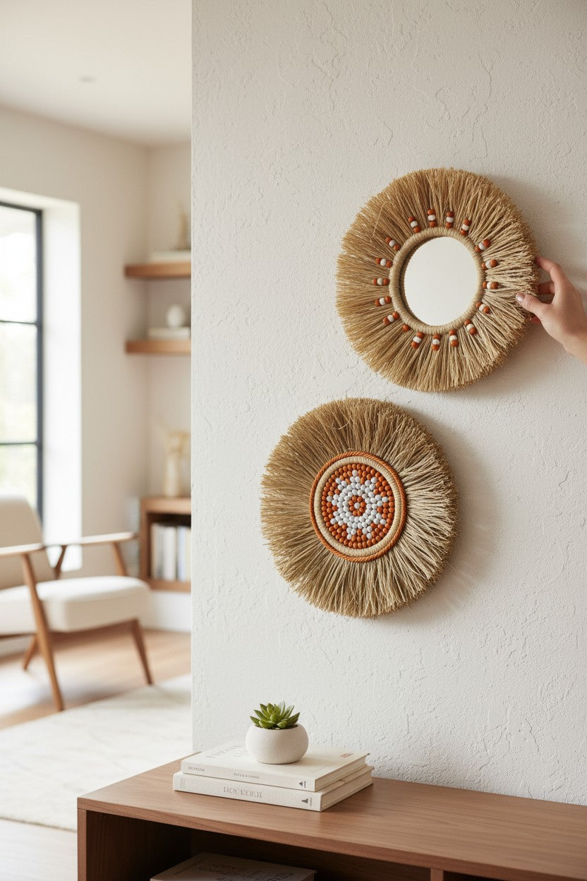 Yıldız Desenli Turuncu Beyaz 2'li Set 40 cm